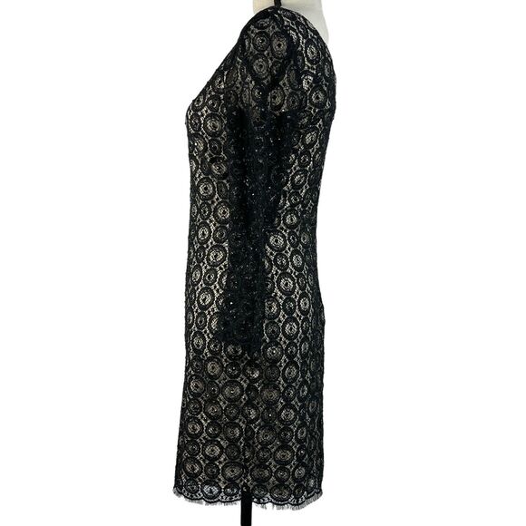 Diane von Furstenberg SZ 6 Dress Geometric Lace Lined Square Neck 3/4 Sleeve - Picture 8 of 10